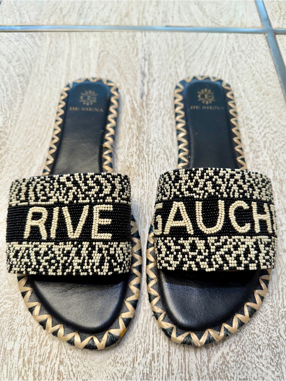 DE SIENA bead-embellished leather sandals